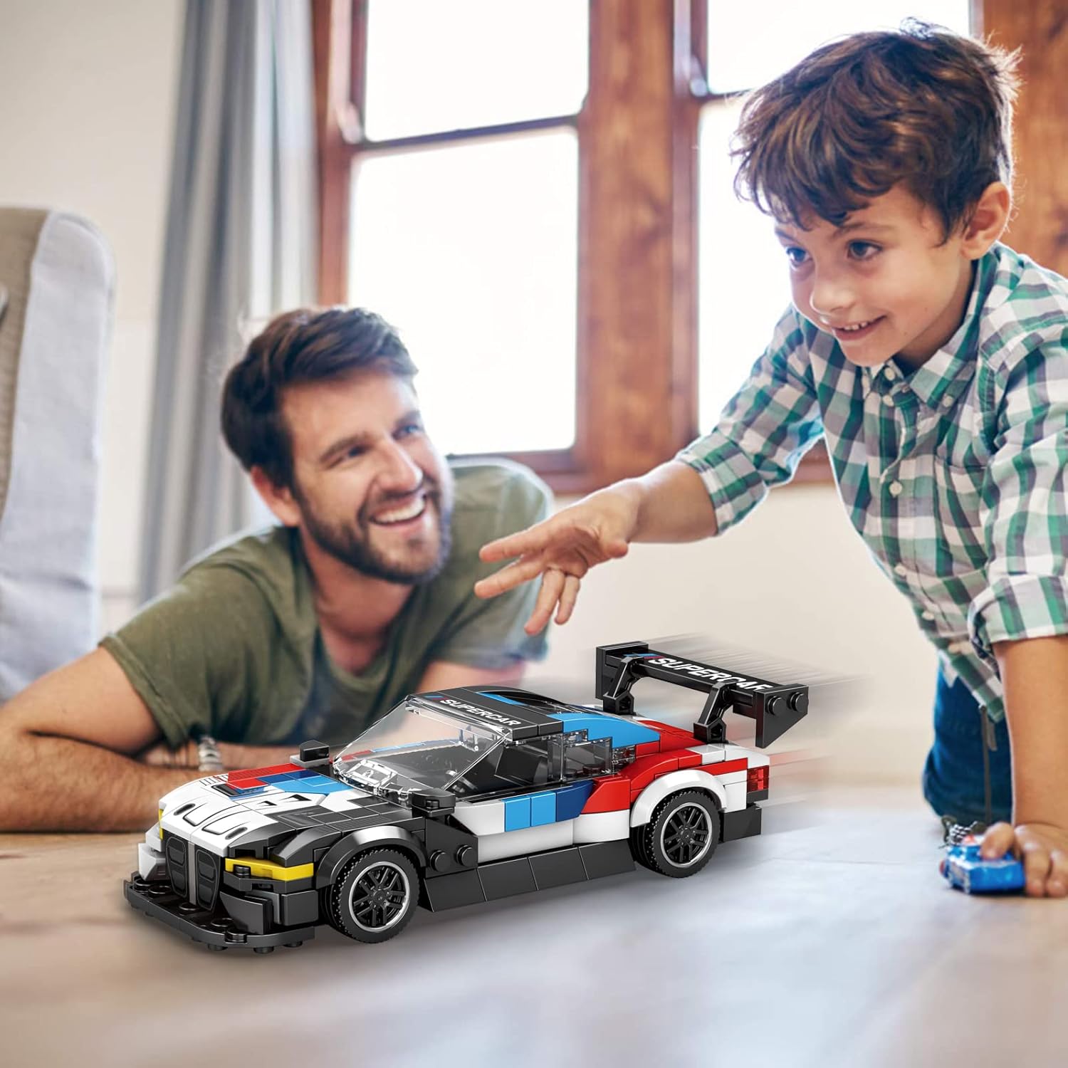 ZYLEGEN Juguetes de autos de carreras M4 GT3, kit de construcción de modelos de hiperauto, modelo de exhibición de vehículos de carreras