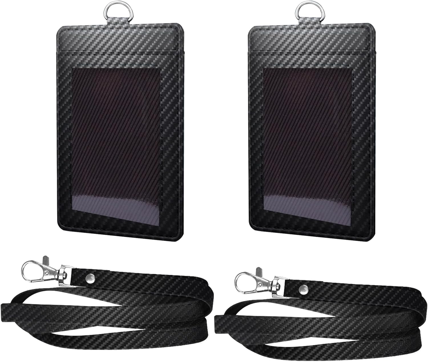 Soporte para tarjetas de identificación de fibra de carbono con cordón para el trabajo, elegante y duradero, con doble capacidad para tarjetas,