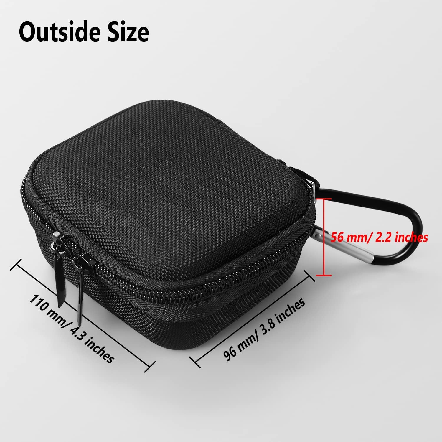Geiomoo Estuche rígido para auriculares EVA, cubierta de almacenamiento portátil con mosquetón y correa (negro)