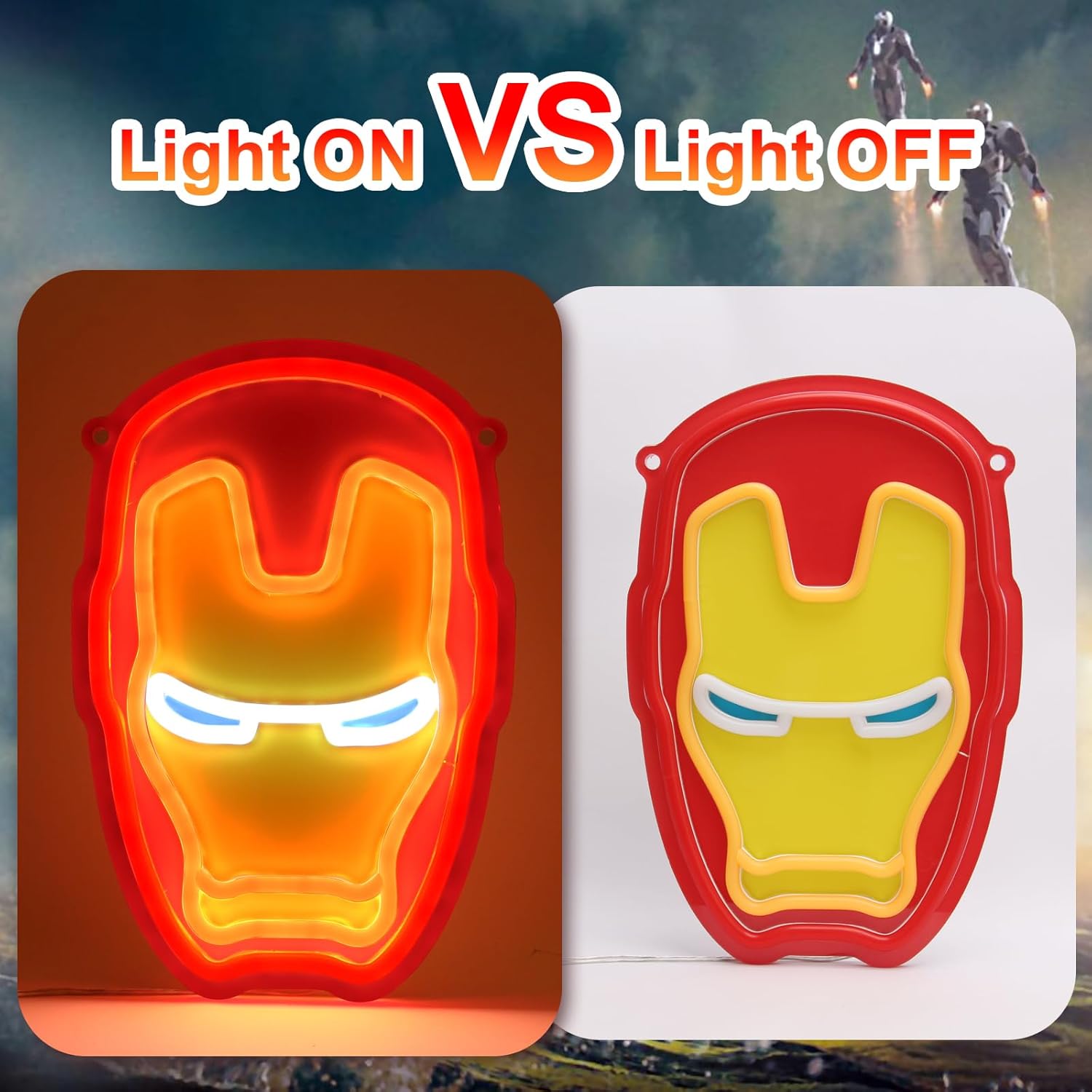 Letreros de neón de anime Ironman, luces LED de anime para jugadores, decoración de pared de cueva, dormitorio, fanáticos de superhéroes, jugadores,