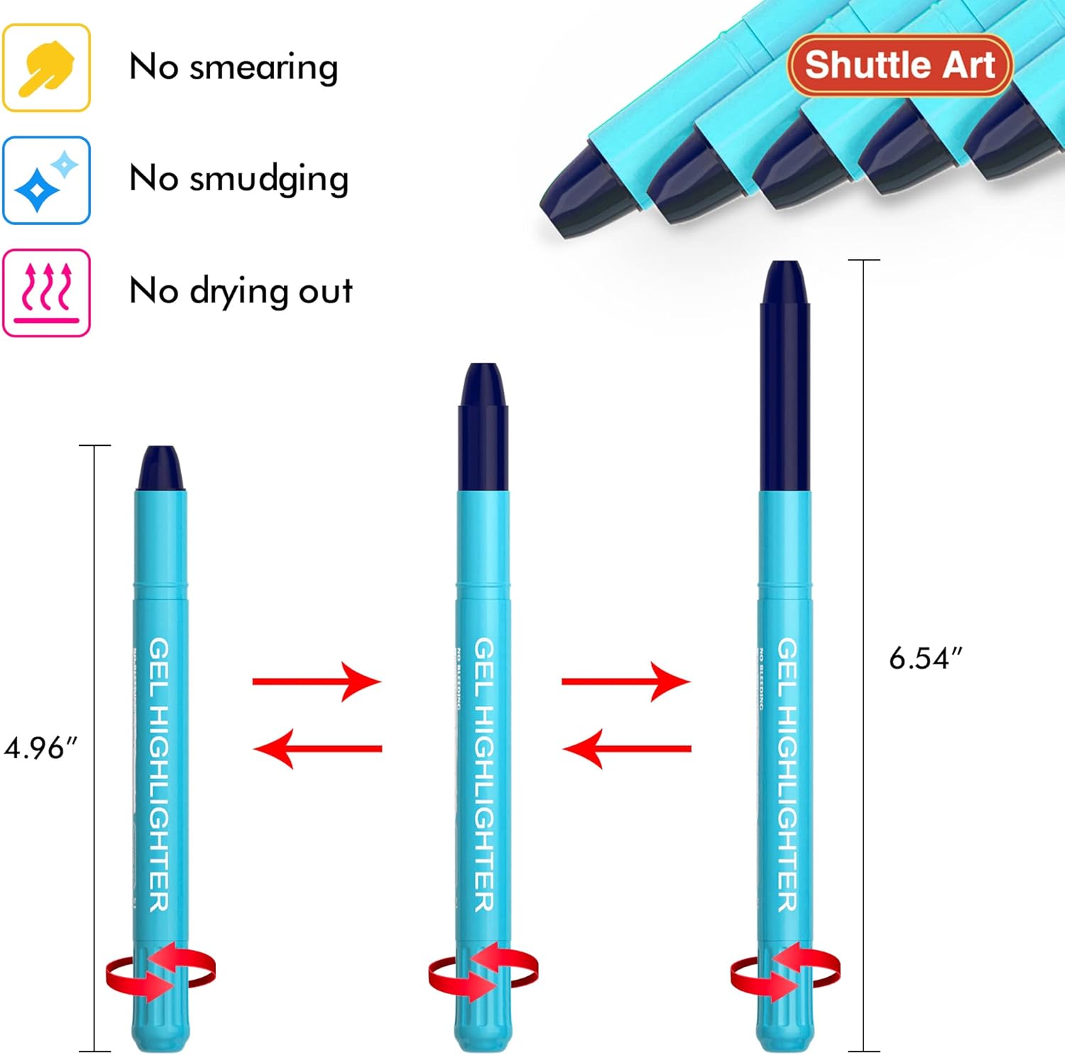 Shuttle Art Paquete de 5 resaltadores de gel azules, resaltadores de la Biblia, no se traspasan, suministros de diario bíblico, ideal para diario,