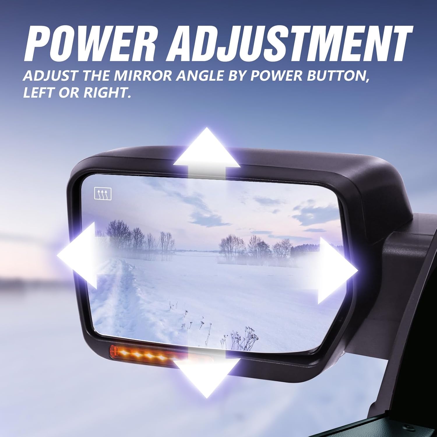 Espejos de remolque compatibles con Ford F150 2007-2014, espejo de remolque plegable manual, calefacción eléctrica con luz LED trasera intermitente,