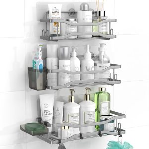 Estante organizador de baño para ducha estante de ducha autoadhesivo con soporte para champú y jabón, organizador de baño inoxidable inoxidable para Estante organizador de baño para ducha estante de ducha autoadhesivo con soporte para champú y jabón, organizador de baño inoxidable inoxidable para