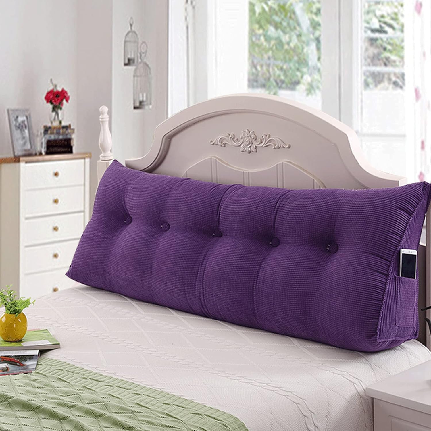 Almohada de cabecero suave, para descansar en la cama, extraíble, almohada de lectura triangular esponjosa, con funda extraíble, cojín lumbar