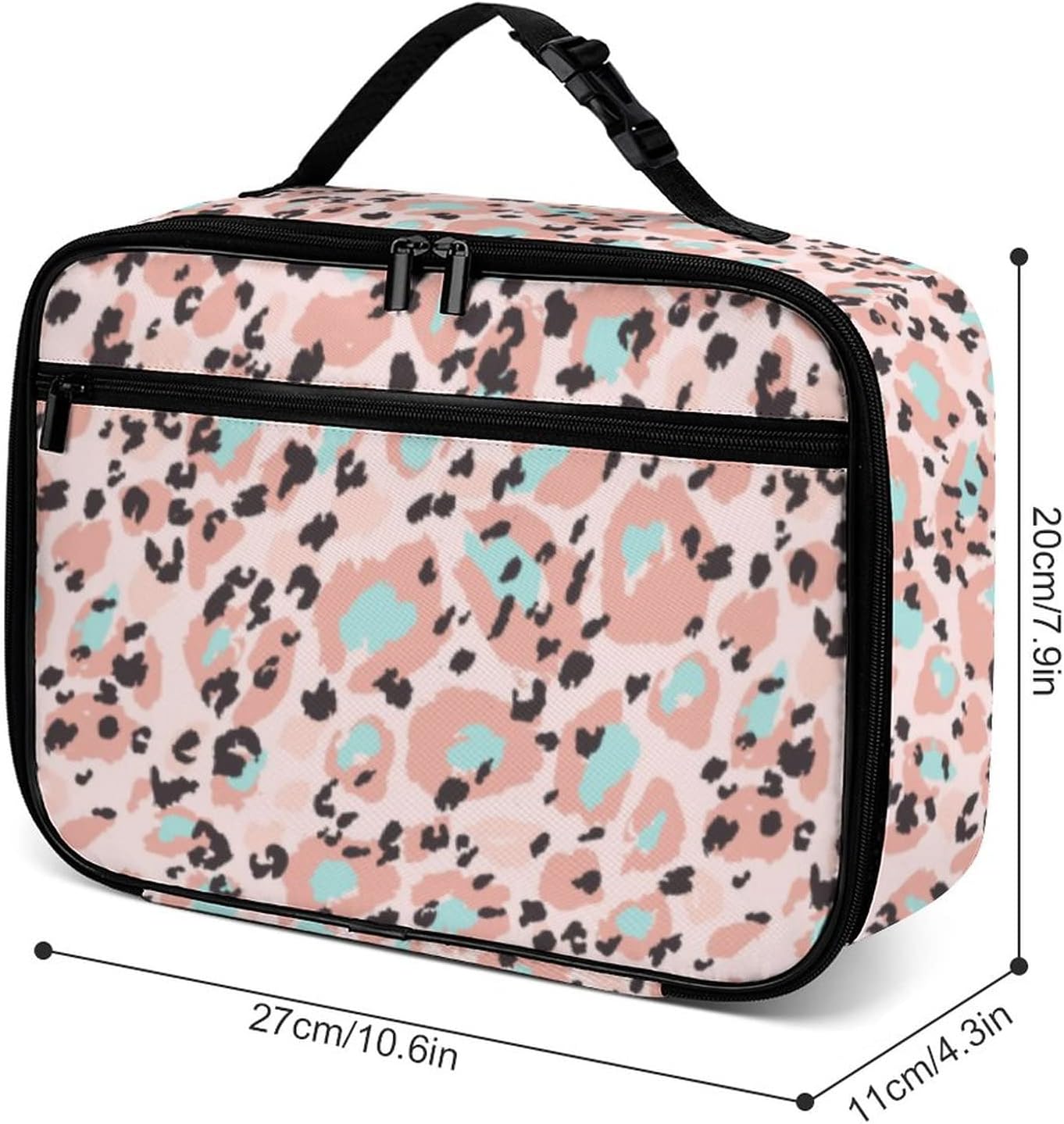 Muishi Lonchera reutilizable con diseño de rosetas de leopardo, bolsa de almuerzo aislada, lonchera para comida y alimentos, bolsa de mano para