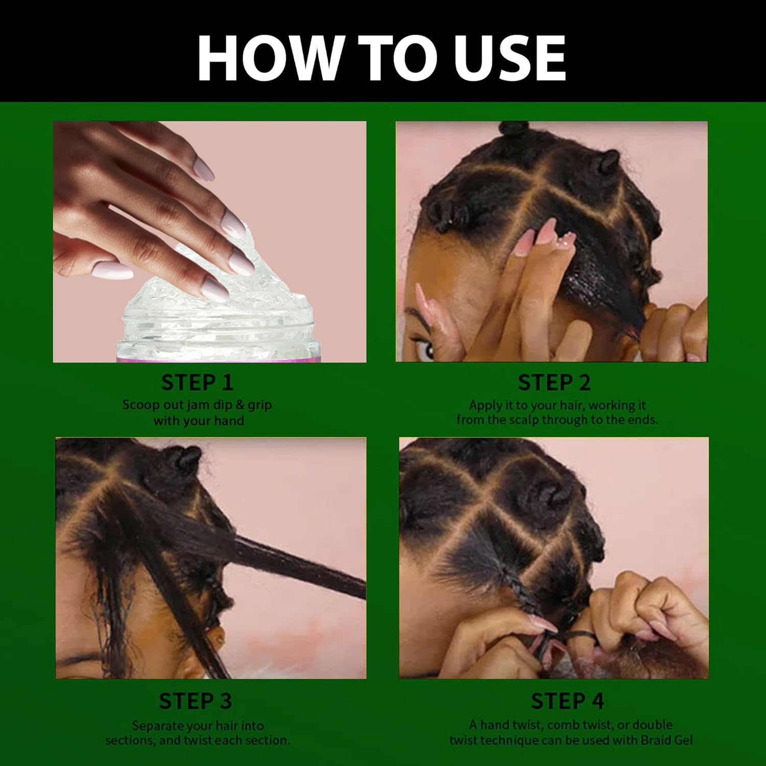 Gel para el cabello con aceite de almendra y vitamina E, agarre extremo y poder de peinado en una maravilla de 4 onzas