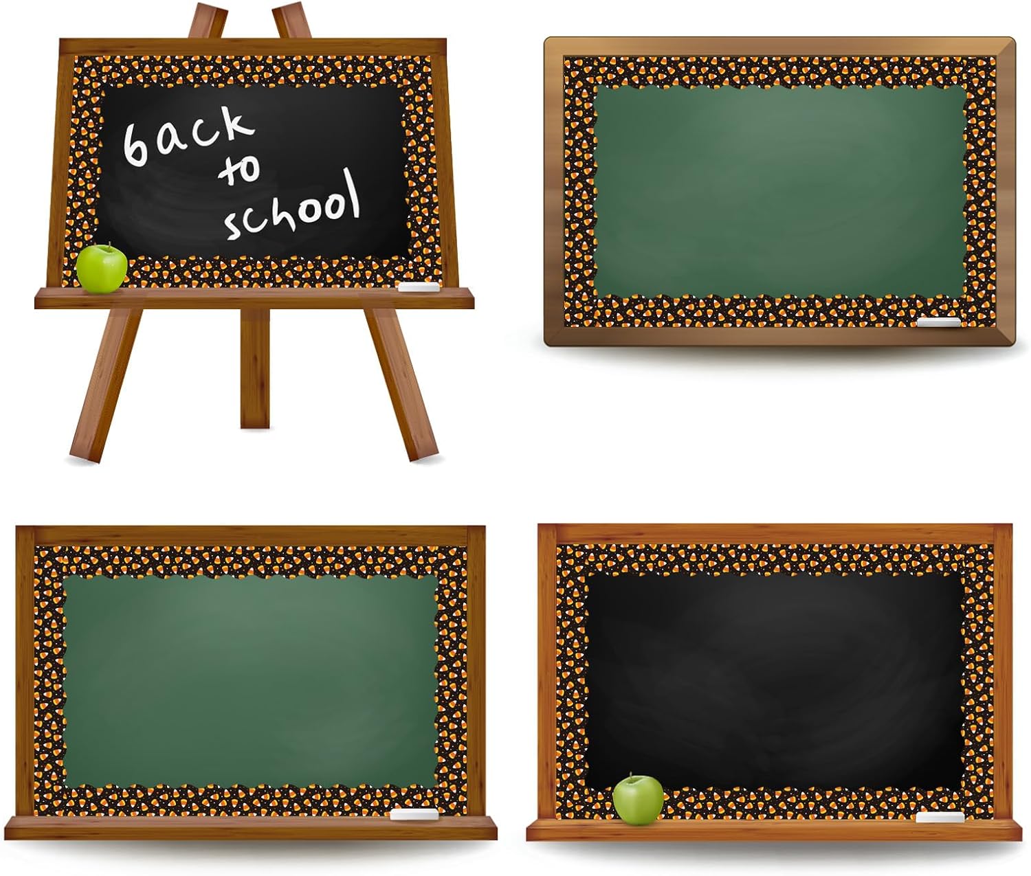 Whaline Tablero de anuncios de Halloween de 32.8 pies con borde troquelado de maíz de caramelo, borde festoneado para aula, decoración para la