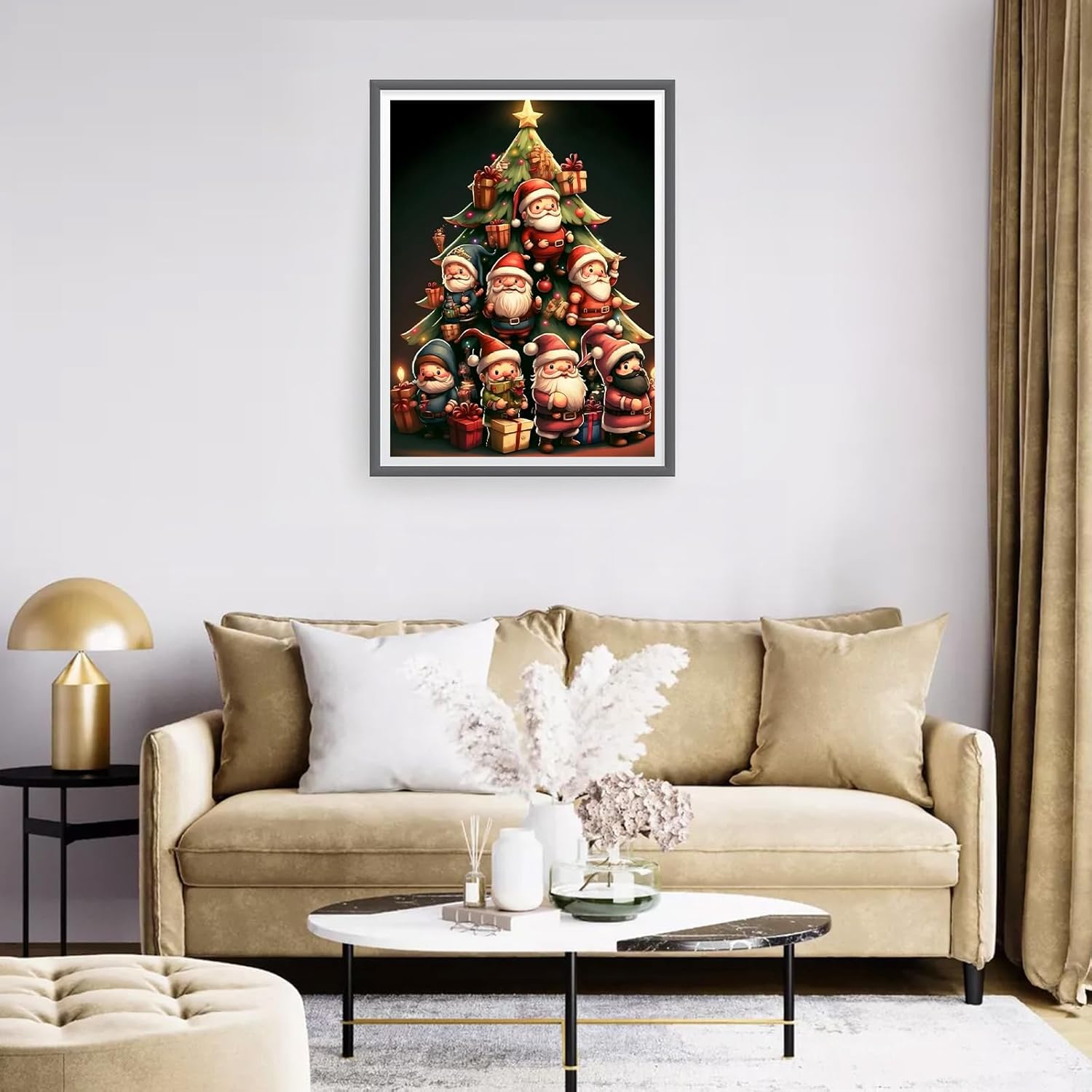 RICUVED Kits de pintura de diamantes para adultos, kit de arte de diamantes de árbol de Navidad, taladro redondo completo, arte de pintura de gnomo,
