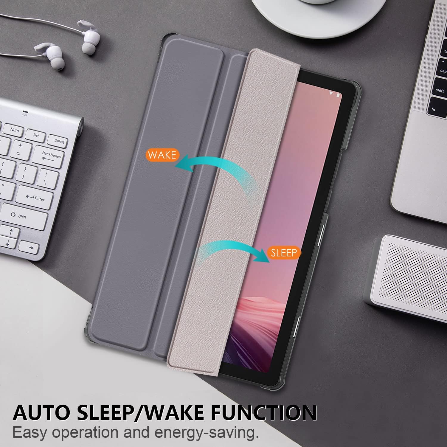 Funda para tablet Lenovo Nook de 9 pulgadas (2024), cubierta ligera y delgada para Lenovo Tab M9 9 Tablet TB310FU, gris