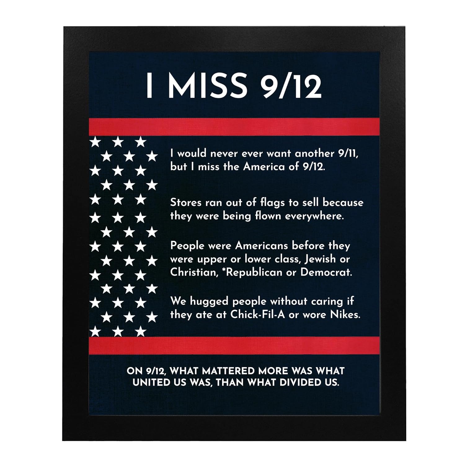 I Miss 912-Patriotic, 911 Memorial Wall Art – Powerful Unity Symbol, This wall decor poster Is Ideal for Home Decor, Man Cave, Military, Office