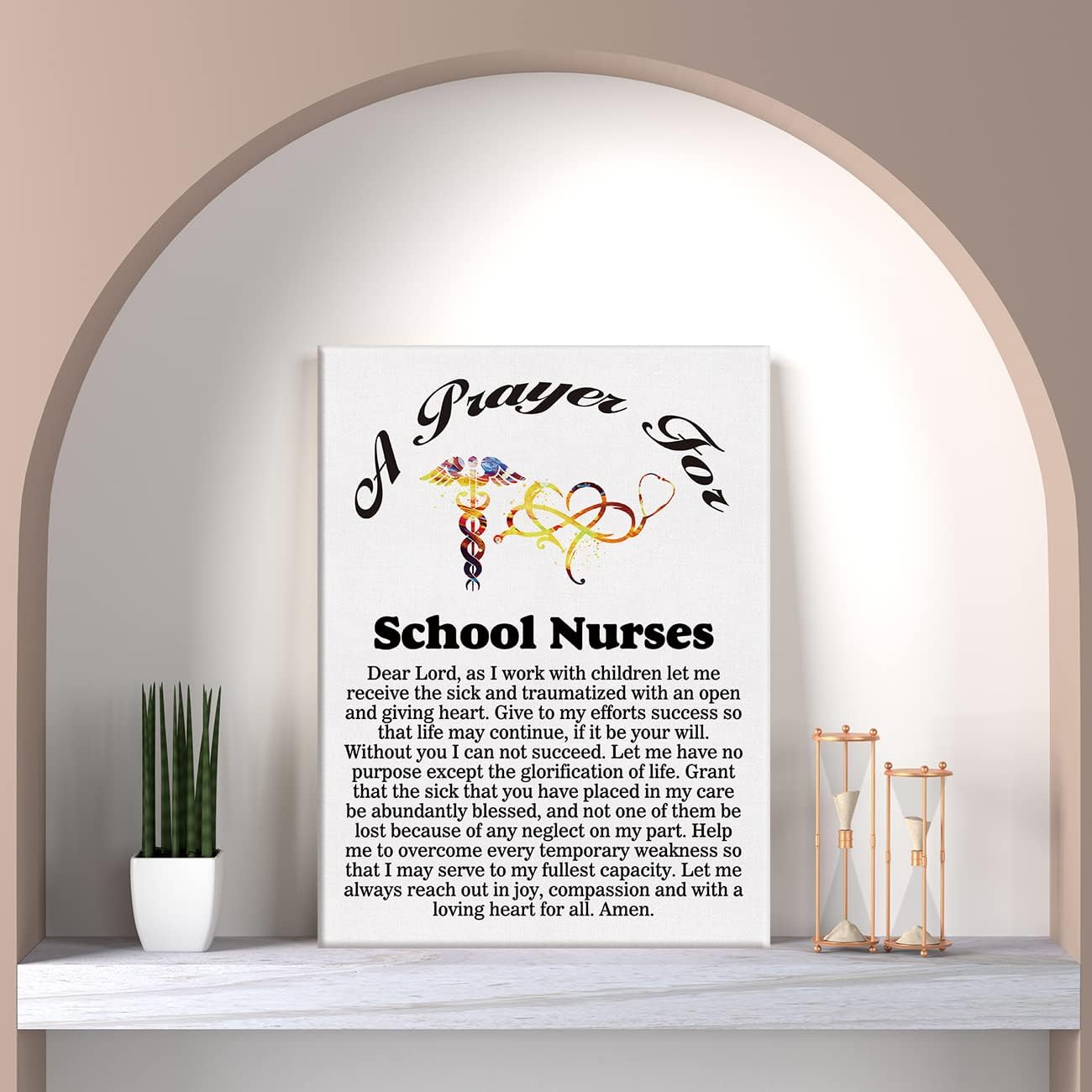 LEXSIVO Lienzo de oración para enfermeras escolares, decoración de pared para el hogar, pintura de regalo para enfermeras escolares, 12 x 15