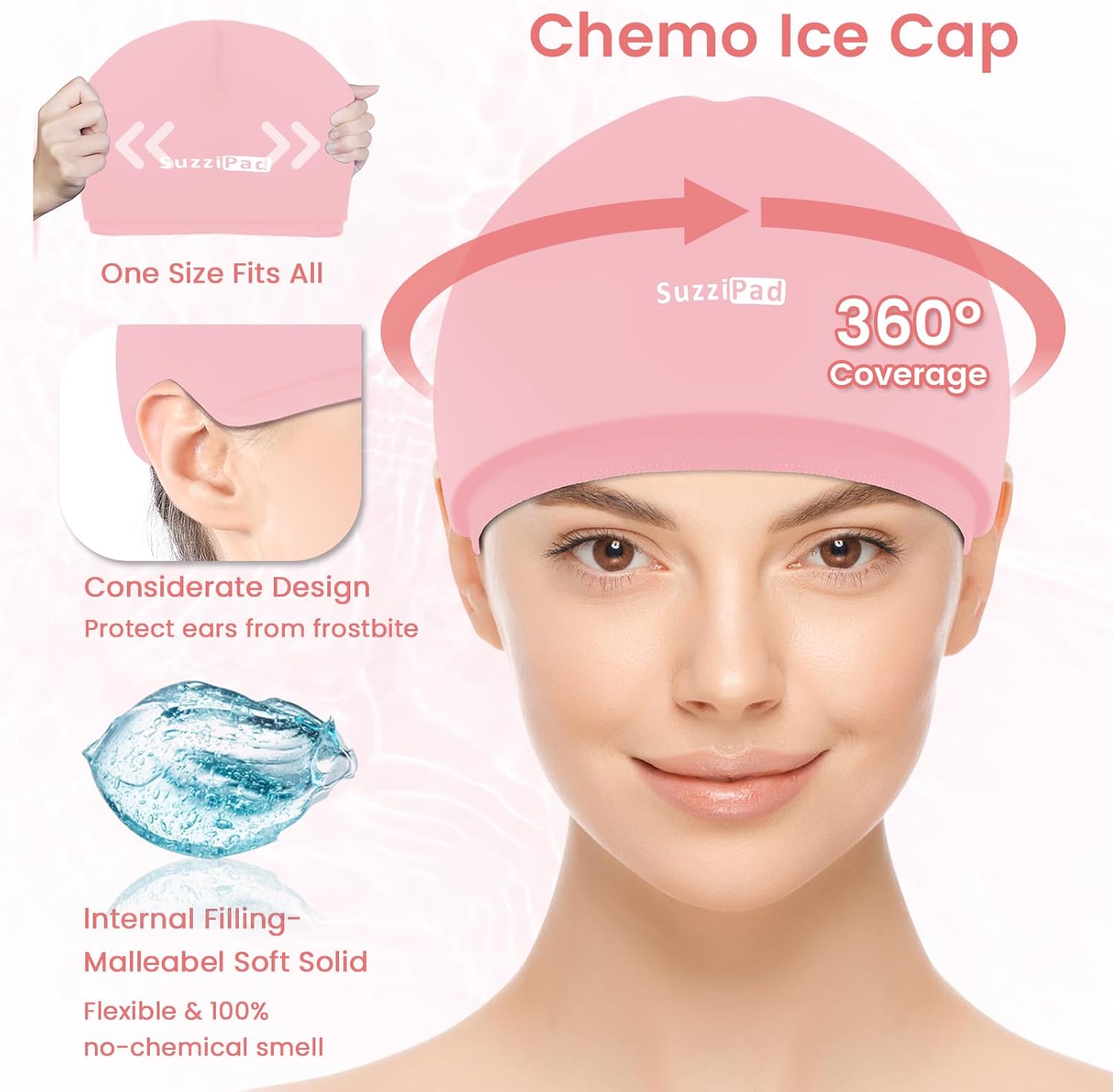 SuzziPad Paquete de cuidado de quimioterapia para mujeres y hombres, guantes y calcetines de quimioterapia para neuropatía, gorras frías para