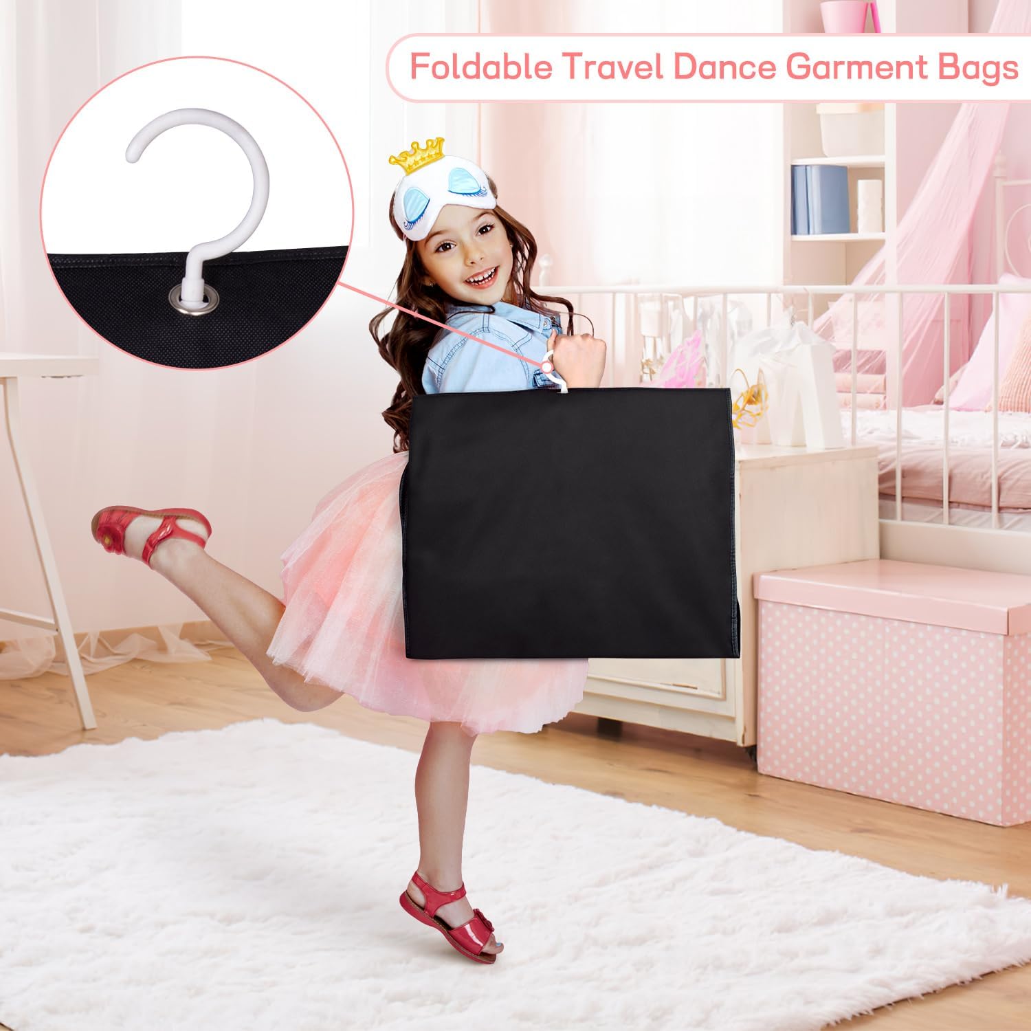 Kimbora Bolsa de ropa para baile de disfraces con 3 bolsillos transparentes con cremallera para trajes, funda de vestido, almacenamiento de viajes y