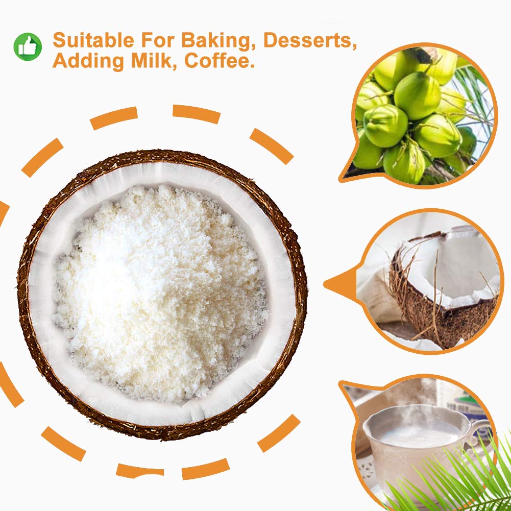 Plant Gift Polvo de coco 100% puro, polvo natural, gran sabor para bebidas, batidos, yogur, hornear, galletas, pasteles y bebidas, polvo sin OMG,