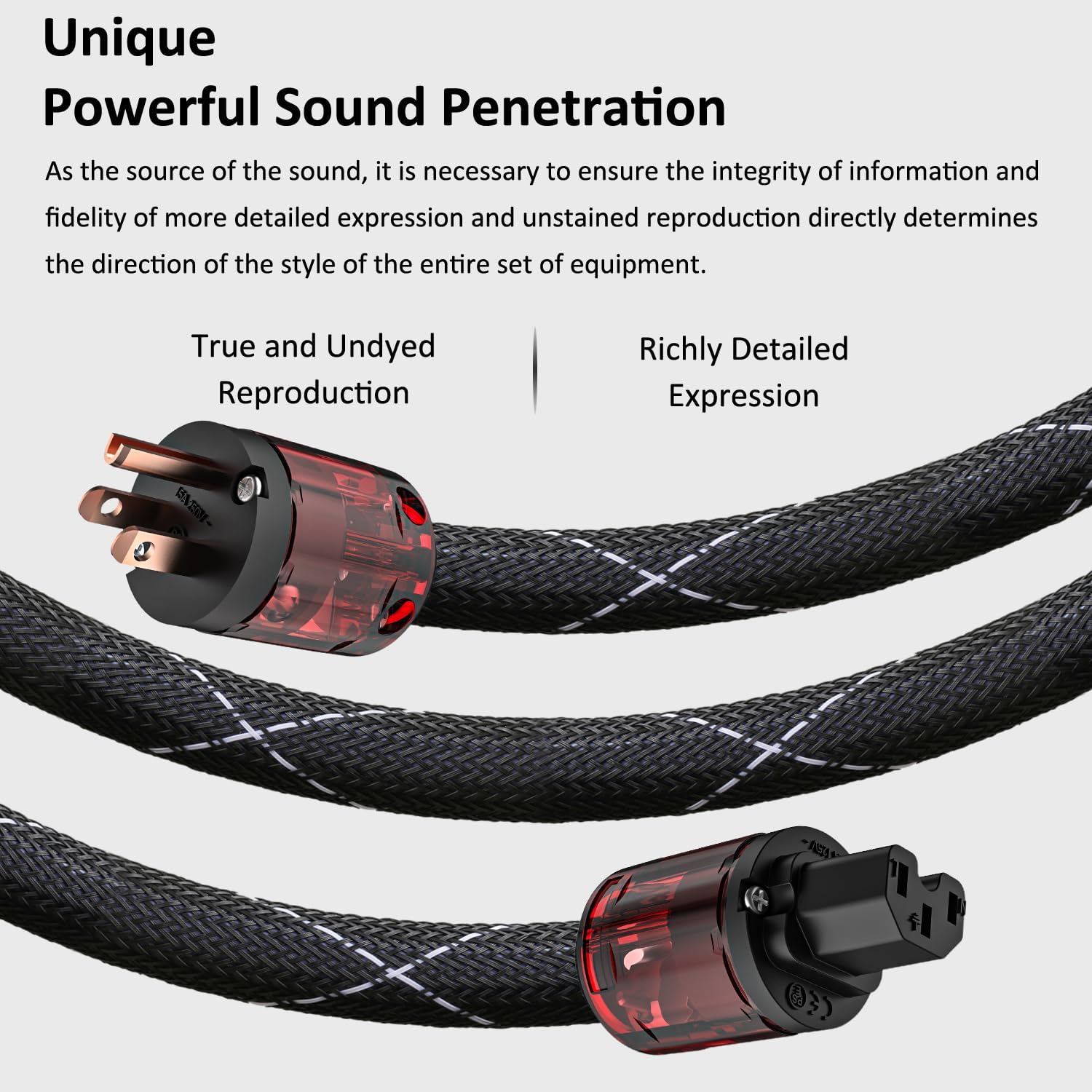 Audiocrast – Cable de alimentación de alta fidelidad, cable de alimentación de alta fidelidad trenzado de cobre puro, cable de alimentación de