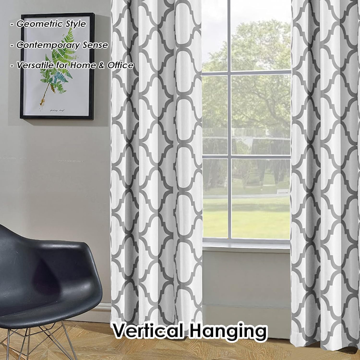Melodieux Cortina opaca con ojales para oscurecer la habitación, estilo marroquí, para sala de estardormitorio, 42 x 84 pulgadas, color blanco y