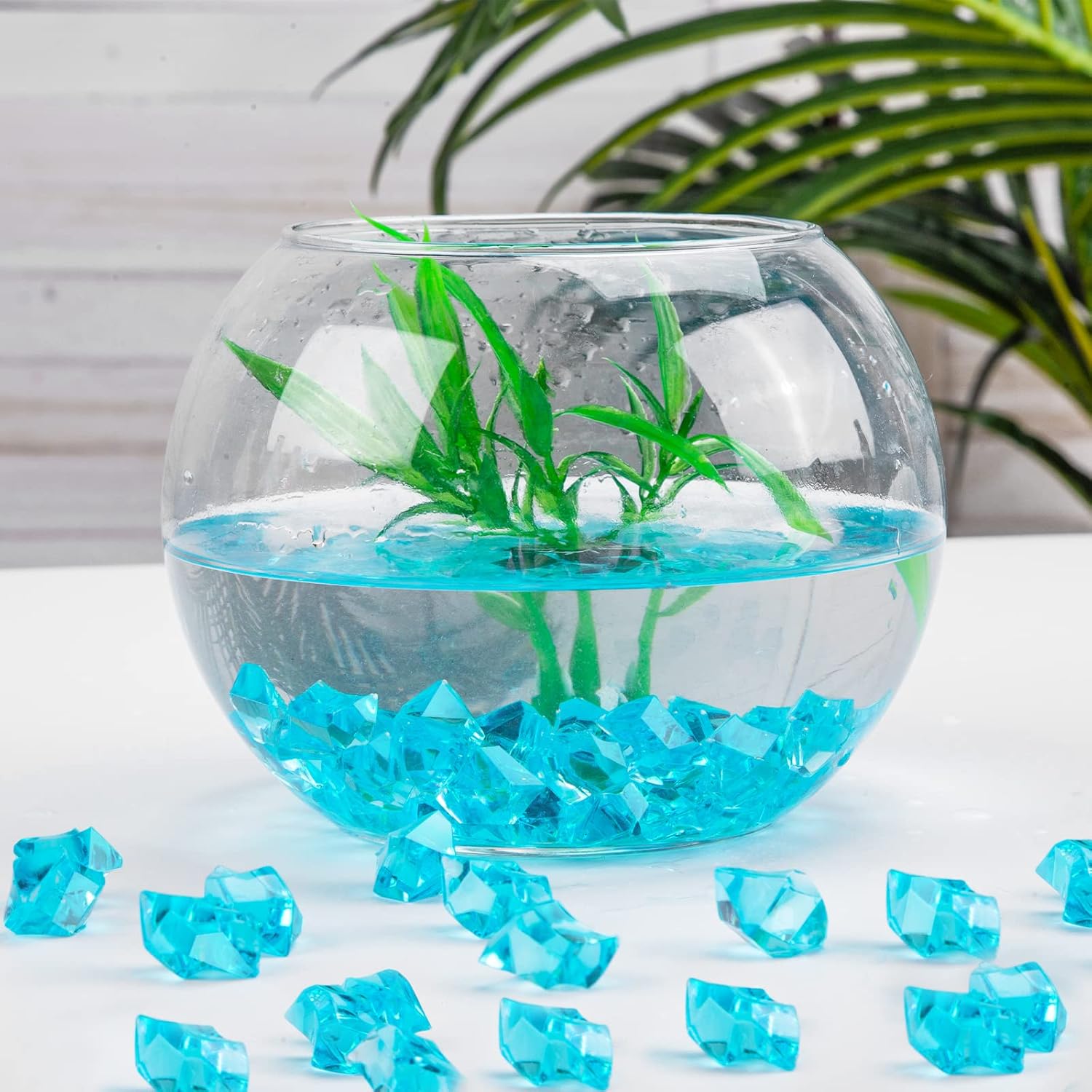 DomeStar Rocas de hielo trituradas falsas, 150 unidades de diamantes falsos de plástico, cubos de hielo de acrílico transparente, cristales de