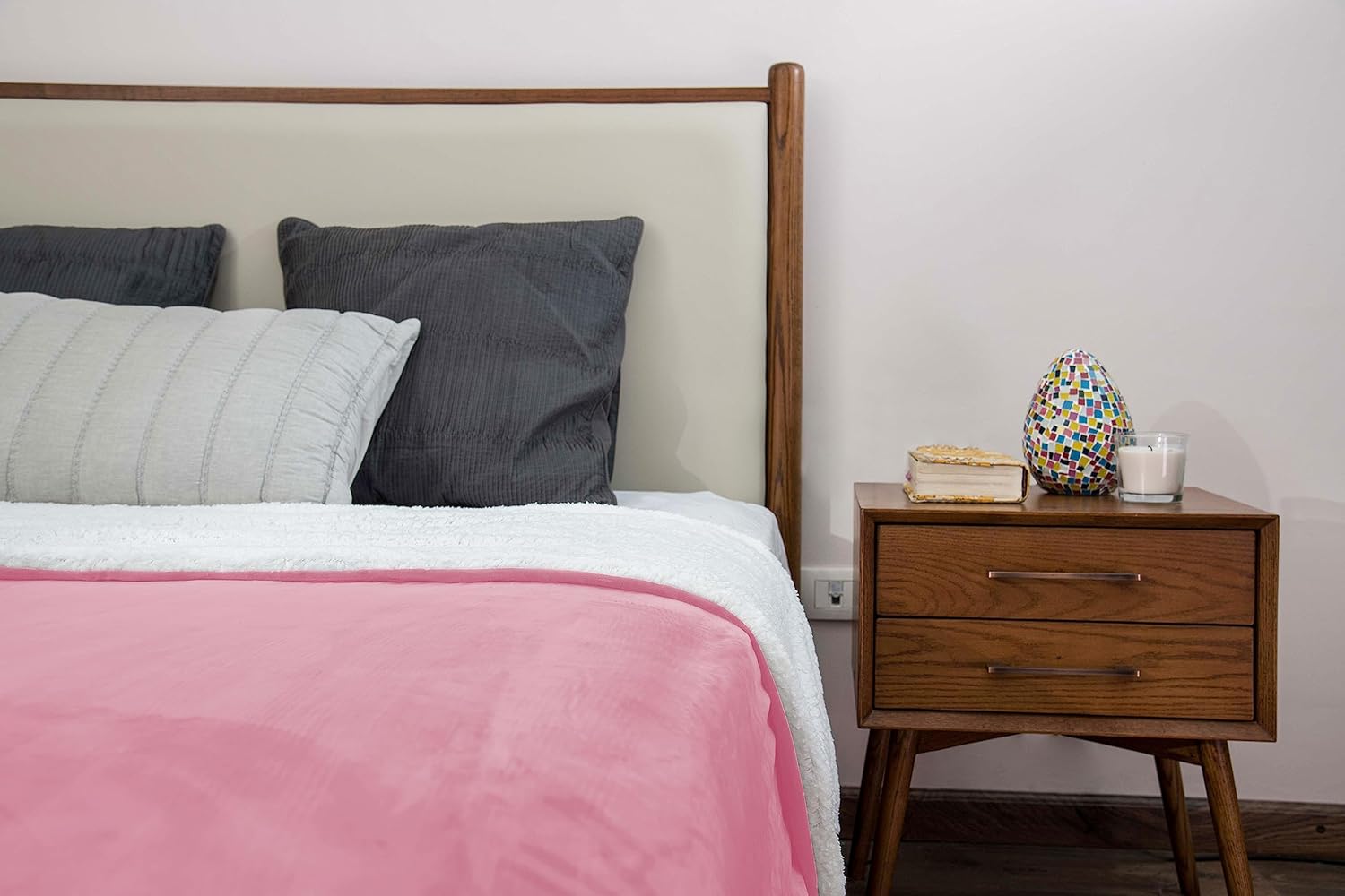 Mintra Home Sherpa – Manta de franela súper suave (rosa polvoriento, 86 x 94 pulgadas (talla XL))
