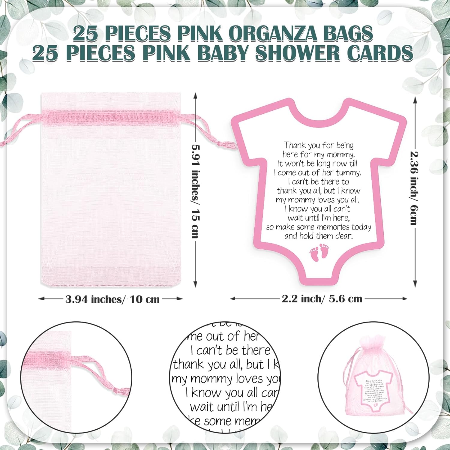 25 juegos de regalos de fiesta de baby shower para invitados, 25 pulseras de baby shower, pulseras de deseos con dije de corazón, 25 tarjetas de