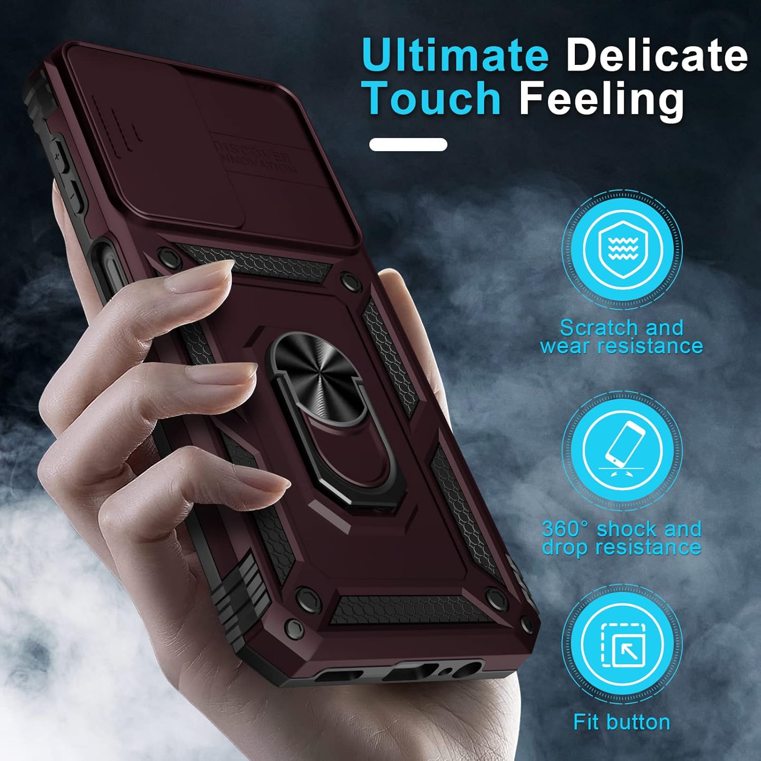 Janmitta Funda para Samsung Galaxy A14 5G integrada, cubierta deslizante para lente de cámara y protector de pantalla, resistente a prueba de