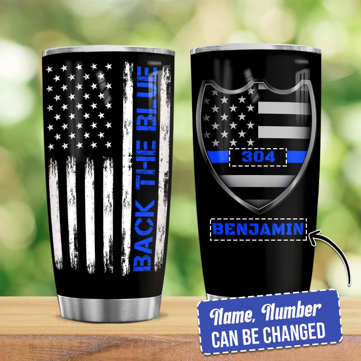 Regalos de oficial de policía personalizados Back The Blue Tumbler Bandera de Estados Unidos, Academia de Policía, regalos de graduación para