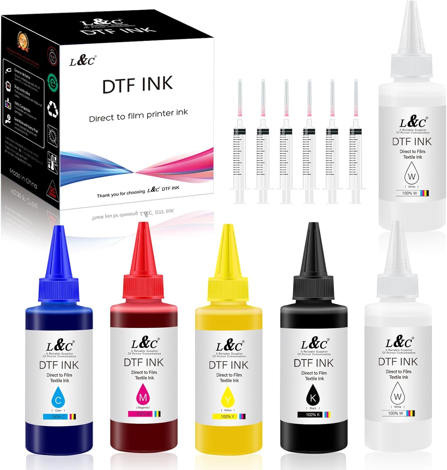 L&C Tinta DTF, tinta DTF para epson xp15000 DTF recarga de tinta de transferencia para et-8550 D570 l1800 R1390 xp15000 L805 Todas las impresoras