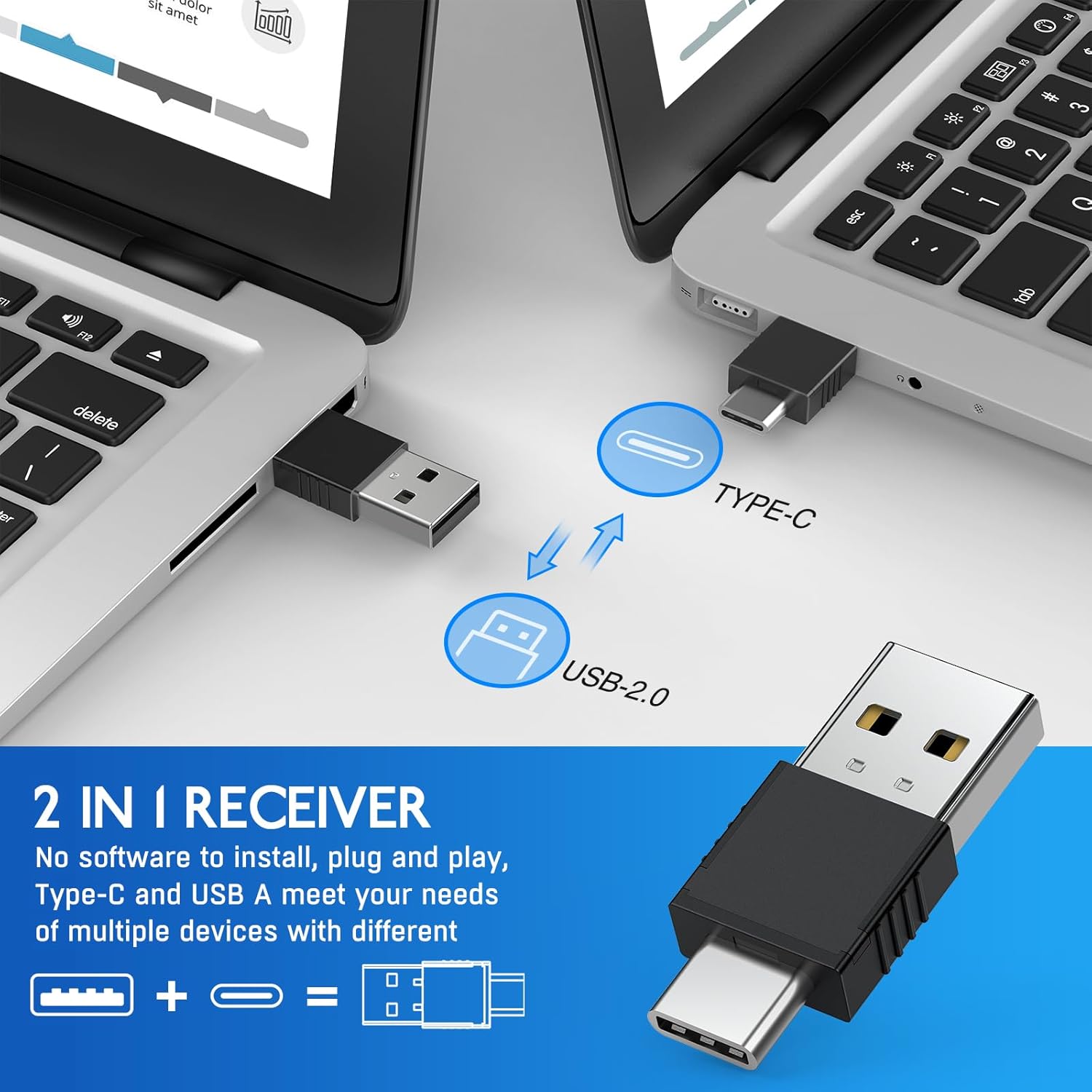 Clicker de presentación USB tipo C 2 en 1, con control de volumen, para presentaciones de computadora y portátiles