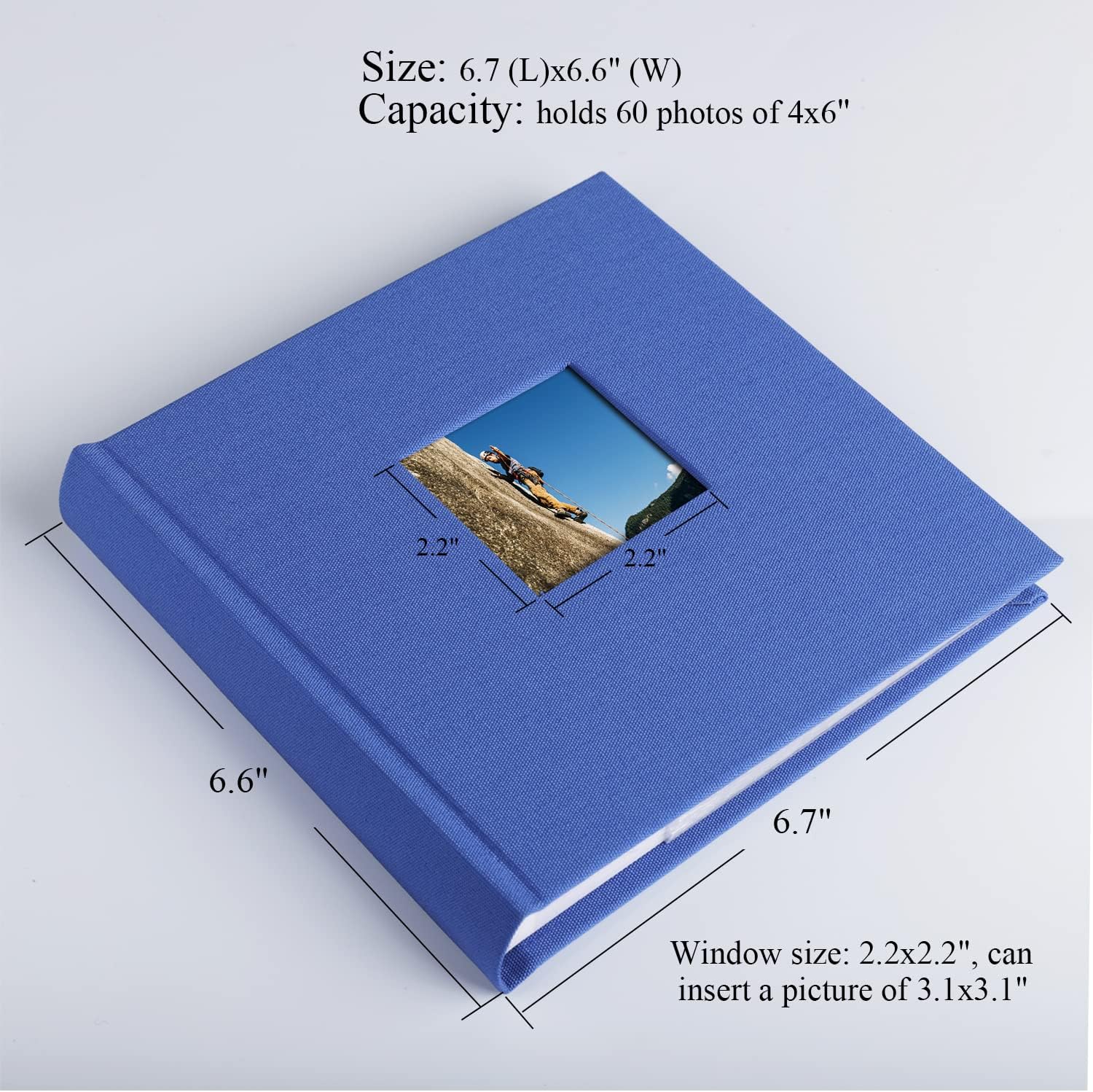 Álbum de fotos de 4 x 6 pulgadas con capacidad para 60 fotos con bolsillos verticales deslizantes, libro de fotos, cubierta de lino, álbumes de