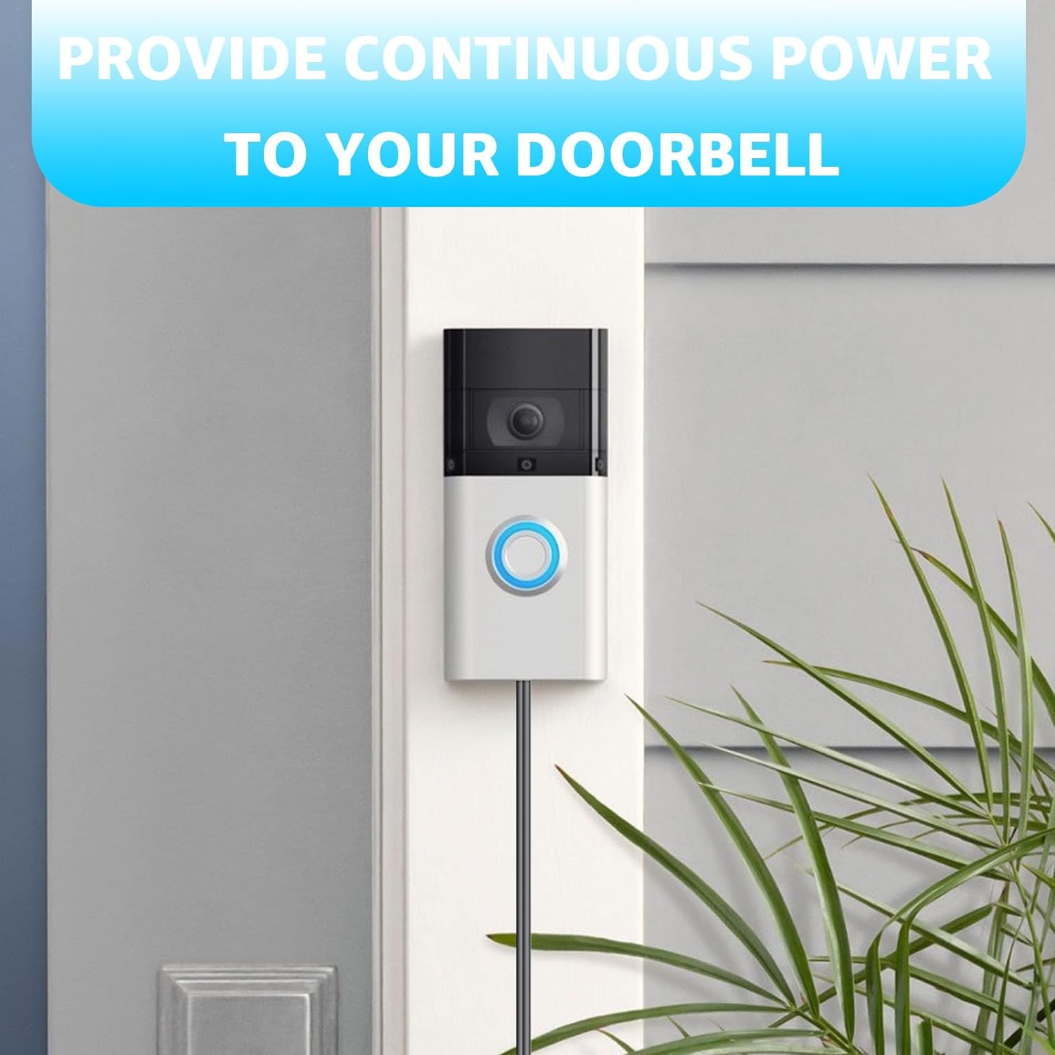 Transformador de timbre de puerta extralargo de 26.2 pies 18V500mA compatible con timbres de video inalámbricos Ring, Nest, Eufy, Wyze, Arlo (blanco)