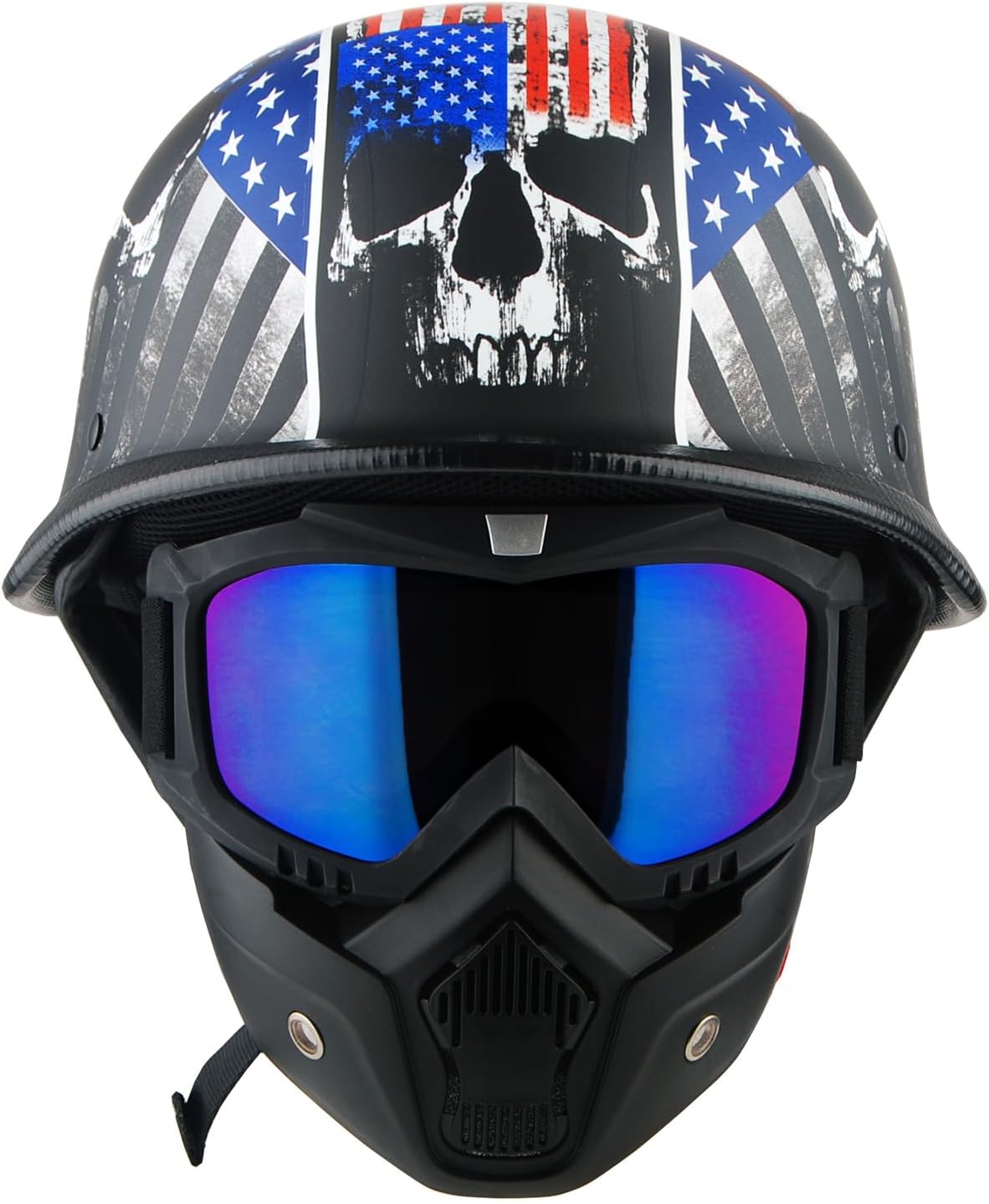 1Storm Casco de motocicleta de media cara estilo alemán aprobado por DOT HKY602