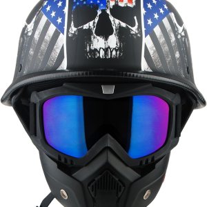 1Storm Casco de motocicleta de media cara estilo alemán aprobado por DOT HKY602 1Storm Casco de motocicleta de media cara estilo alemán aprobado por DOT HKY602