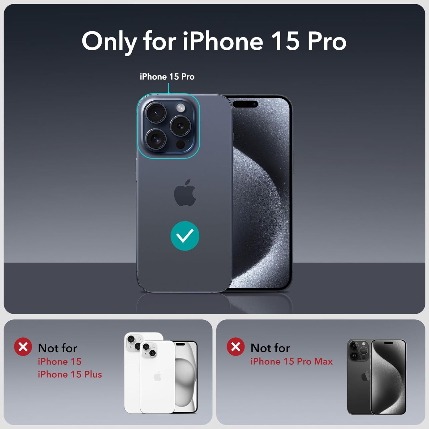 ESR Paquete de 3+2 protectores de pantalla de privacidad para iPhone 15 Pro, protector de pantalla de privacidad de vidrio templado antiespía,