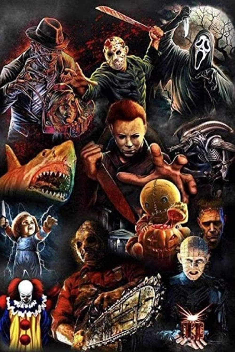 Rompecabezas de 500 piezas de película clásica de terror de Halloween, rompecabezas de madera, rompecabezas colorido para adultos y niños, juego de