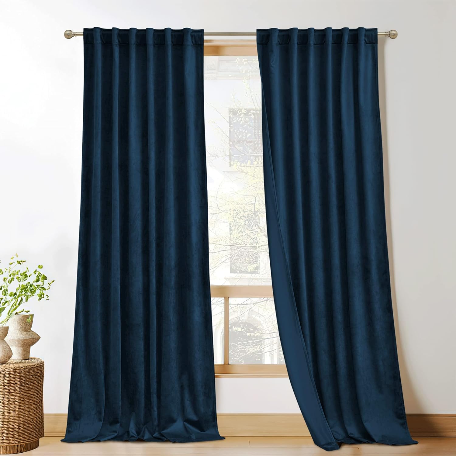KGORGE Cortinas de terciopelo azul de 84 pulgadas de largo para oscurecer la habitación, cortinas y cortinas para dormitorio, sala de estar, niños,
