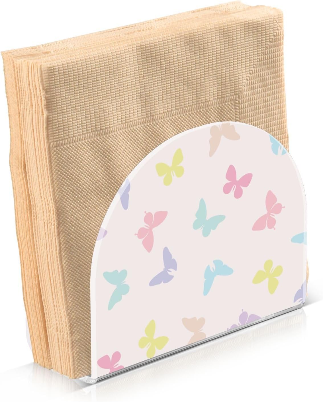 Napkin Holder Colorful Butterfly Napkin Holders for Tables, Clear Acrylic Napkin Holders Cocktail Napkin Holder for Kitchen Restaurant Bar Home Decor