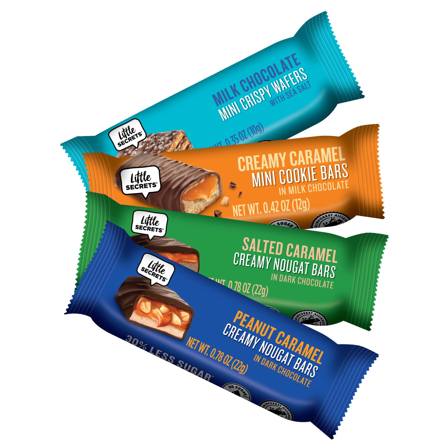Little Secrets  24 unidades  Variedad de chocolate  30% menos de azúcar  Nada artificial (paquete de fiesta para amantes del chocolate con leche y