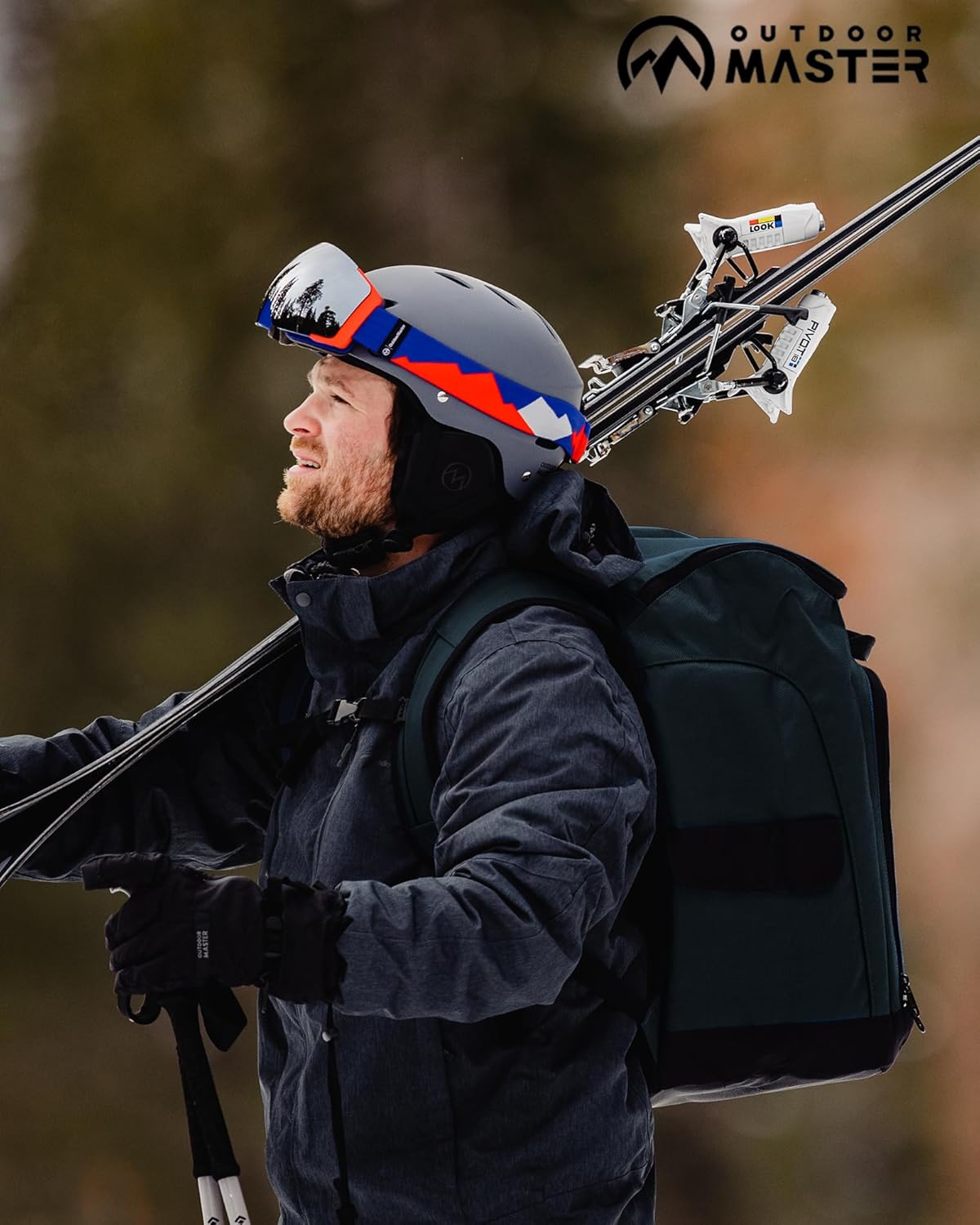 OutdoorMaster Lynx – Bolsa para botas de esquí de 50 litros, mochila de viaje con compartimento para casco, exterior e inferior impermeable, para