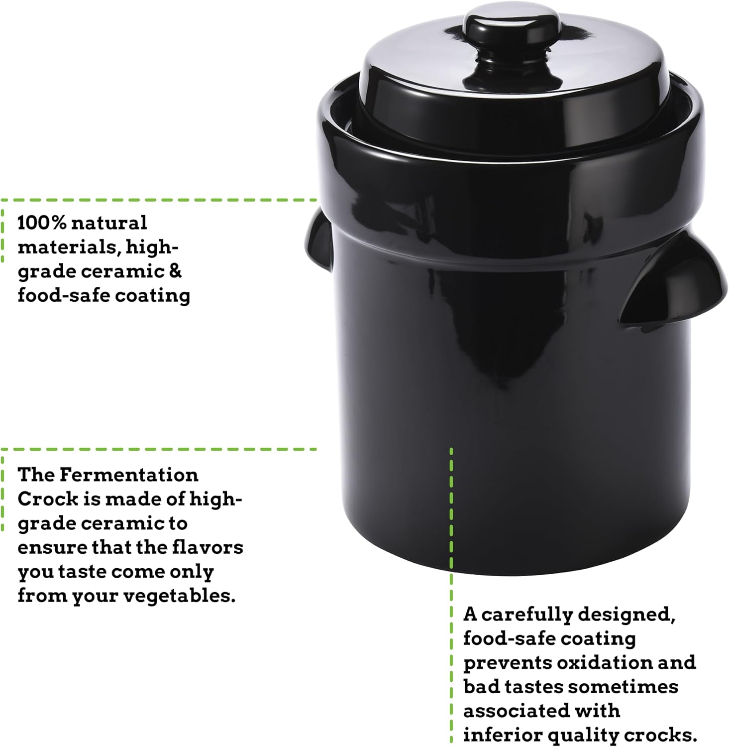 Nourished Essentials Tarro de fermentación – Chucrut, Onggi, contenedores de kimchi – Cerámica fermentadora con tapa y pesos – Cerámica para vinagre