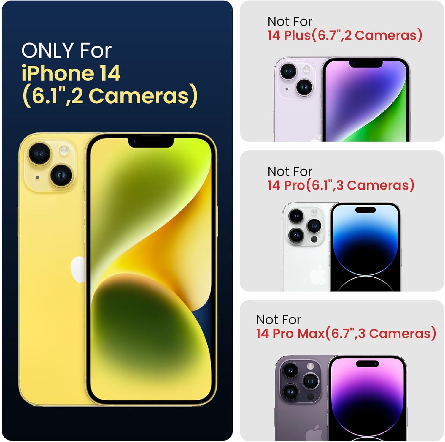 FireNova Funda para iPhone 14, funda de silicona mejorada protección de cámara con 2 protectores de pantalla, forro interior de microfibra suave