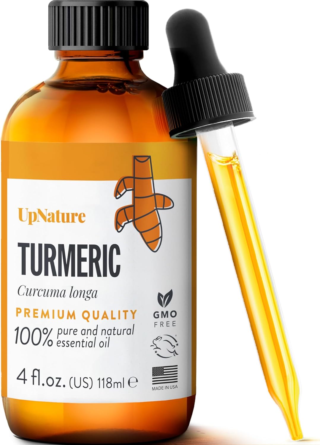 UpNature Aceite esencial de cúrcuma – 100% natural y puro, de alta calidad, para aromaterapia, sin diluir, aumenta las defensas naturales, 4 oz