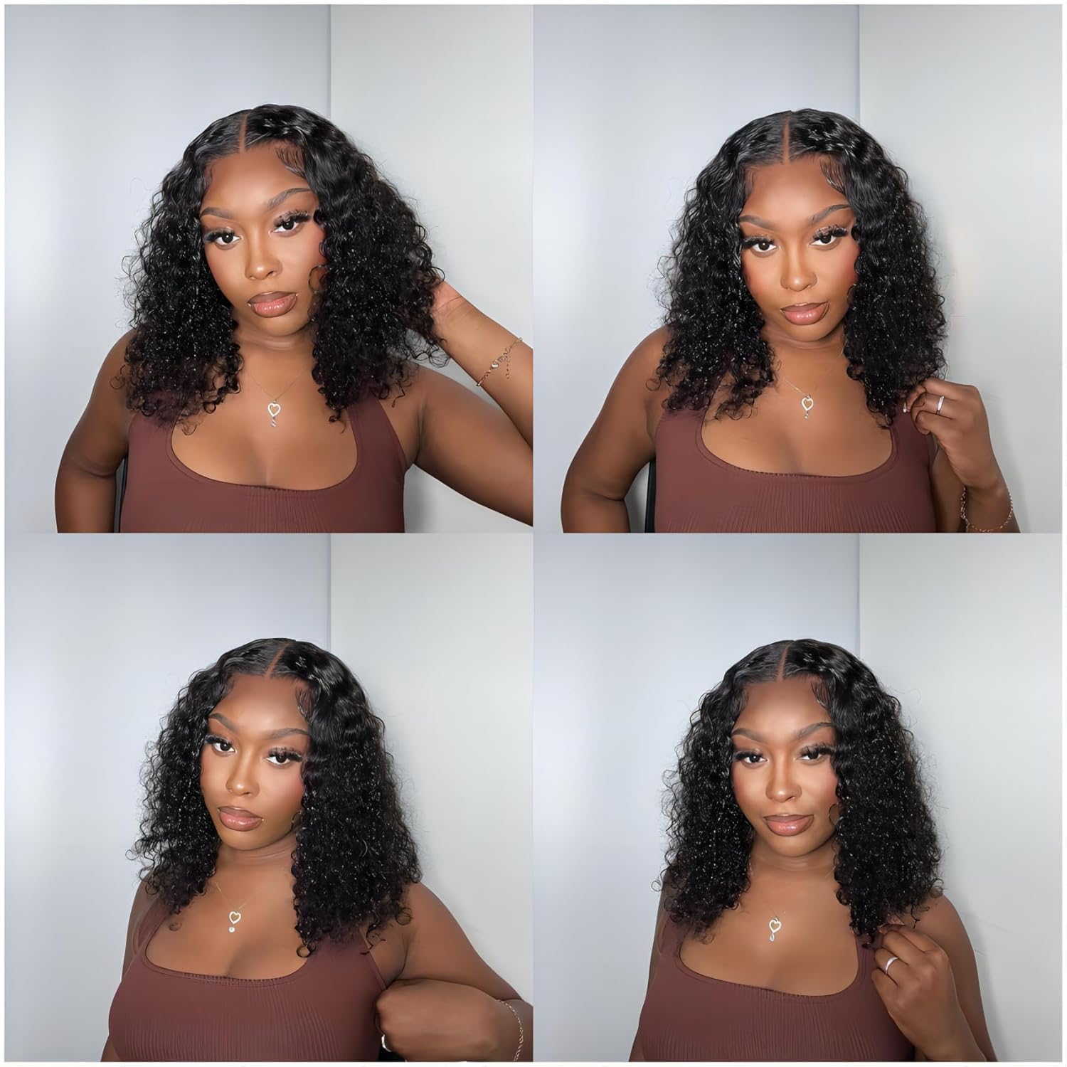 ORIGINAL QUEEN Wear and Go – Pelucas de cabello humano sin pegamento, peluca de cabello humano prearrancado con ondas de agua, pelucas de cabello