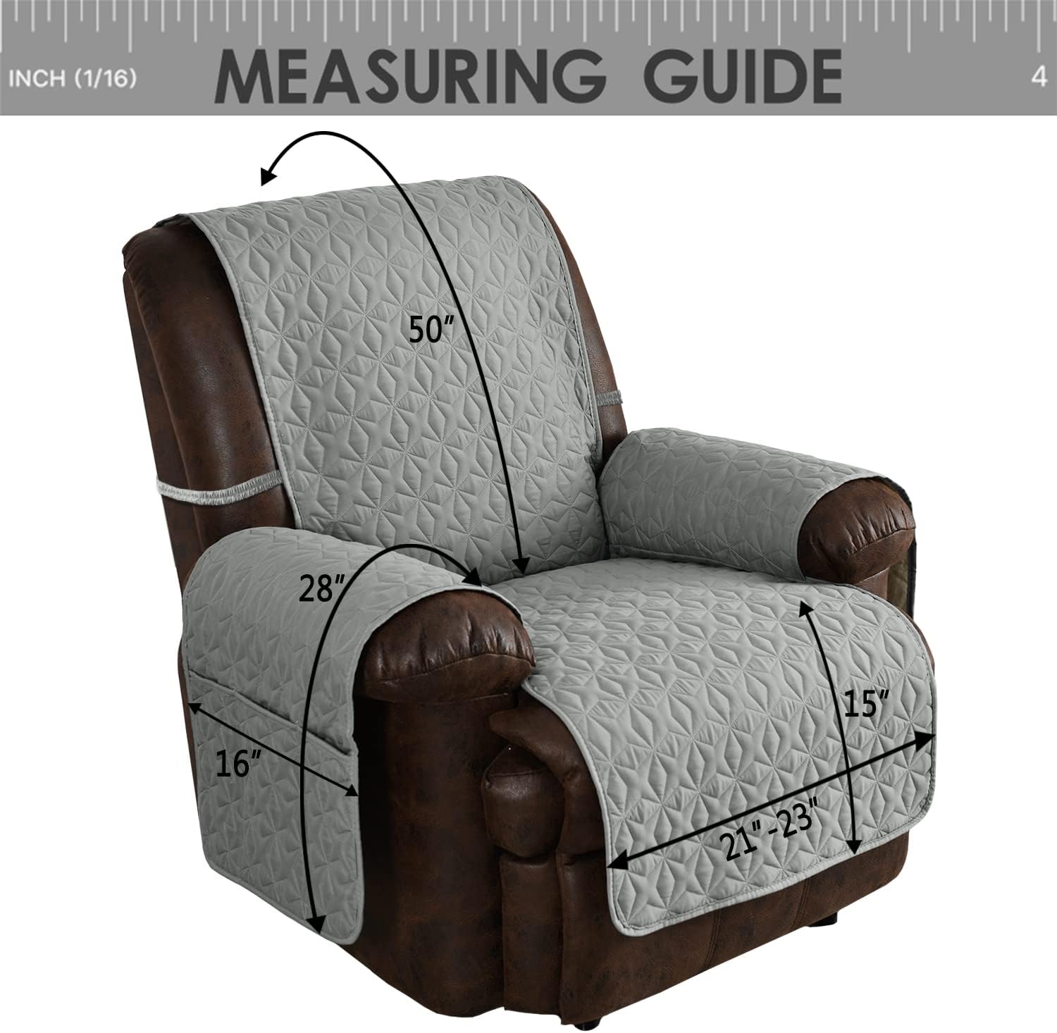 RBSC Home – Cubiertas protectoras para sillón de piel, acolchadas, gruesas, 100 % impermeables y lo suficientemente largas para cubrir la parte del