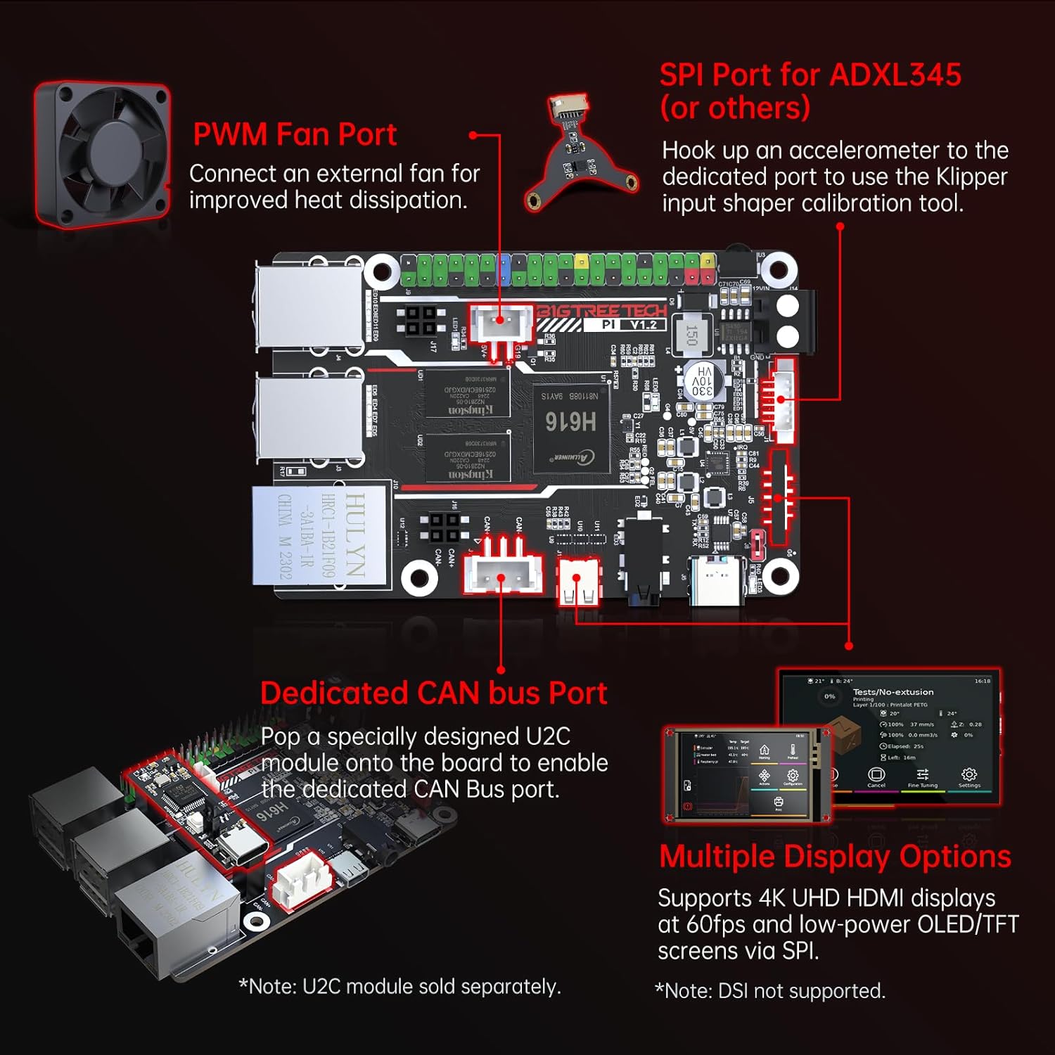 BIGTREETECH SKR Mini E3 V3.0 + BTT Pi V1.2 + TFT35 SPI V2.1 + SFS V2.0 Kit para impresora FDM 3D actualización Klipper Firmware para Ender-3,