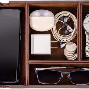 Bandeja de valet para hombre, para mesita de noche, mesita de noche y mesa de entrada, bandeja de cuero sintético para teléfono, reloj, gafas, Bandeja de valet para hombre, para mesita de noche, mesita de noche y mesa de entrada, bandeja de cuero sintético para teléfono, reloj, gafas,
