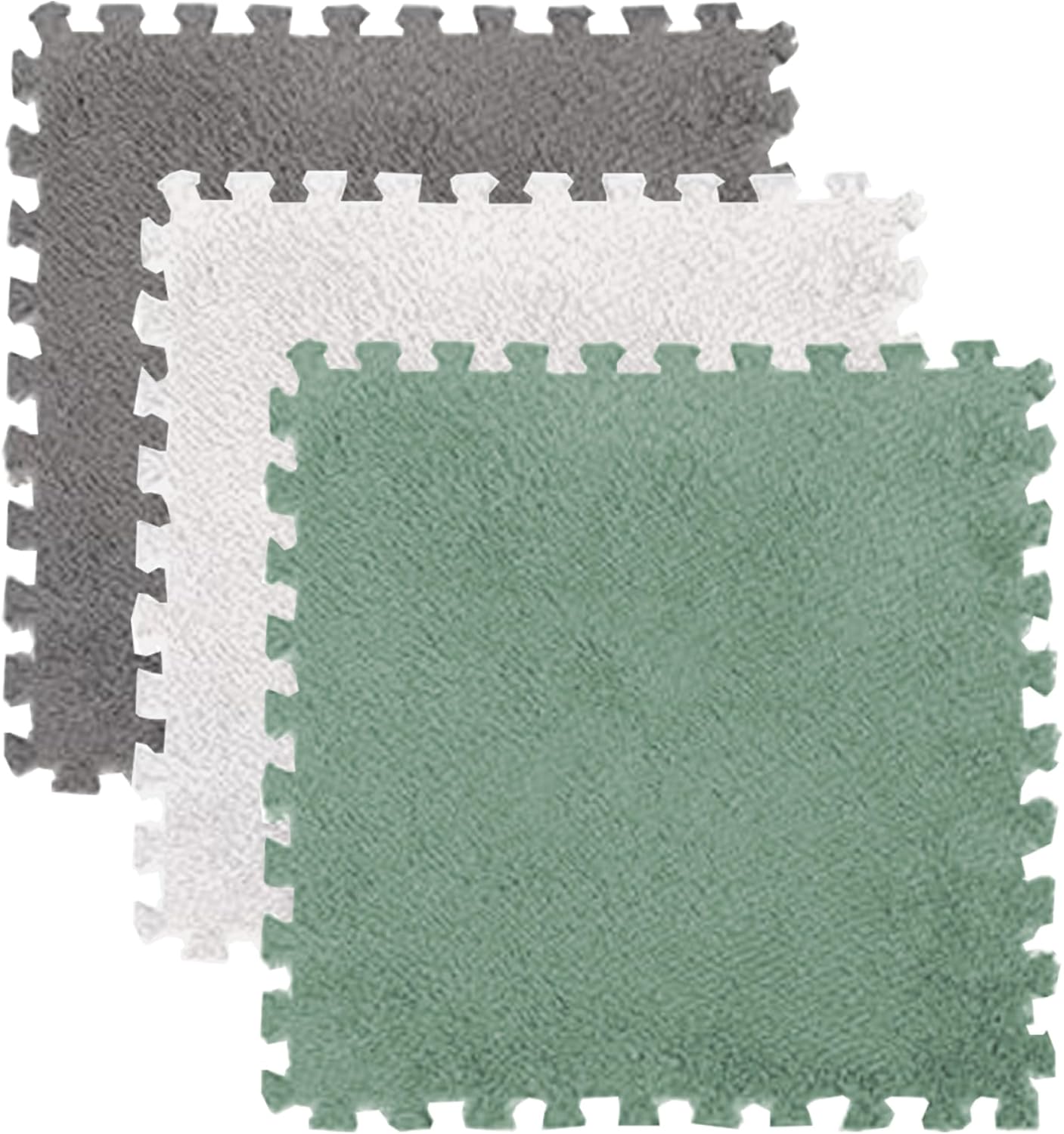 10 azulejos de espuma para piso, tapete de espuma de rompecabezas de felpa entrelazado, antideslizante, azulejos de EVA para bebé, tapete de juego