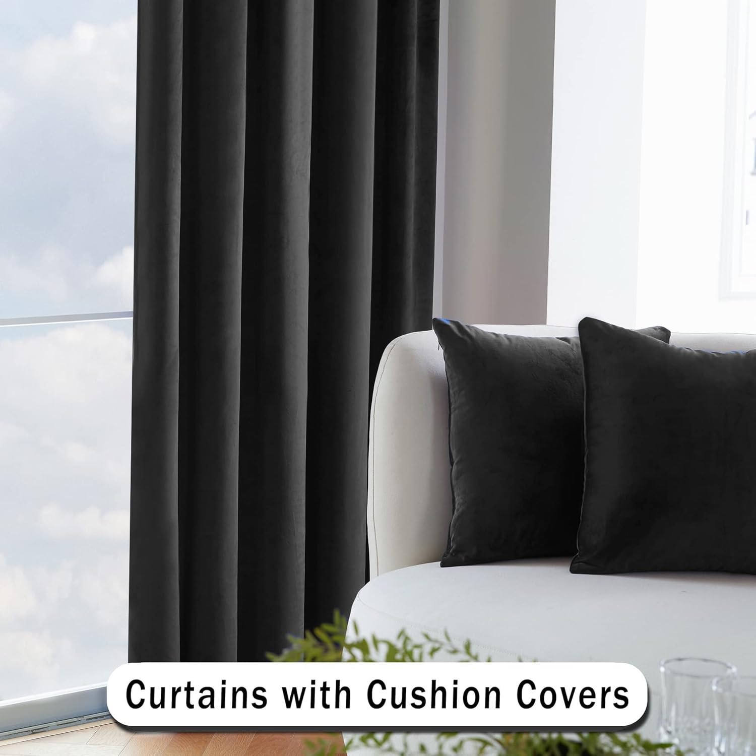 Twin Six Cortinas de terciopelo opacas súper suaves con 2 fundas de almohada, aislamiento térmico, bolsillo para barra, cortinas de ventana para