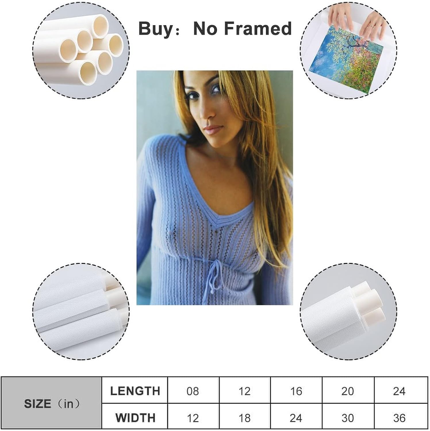 GSANEI Jennifer Lopez – Póster decorativo para pared, sala de estar, dormitorio, 24 x 36 pulgadas (23.6 x 35.4 in)