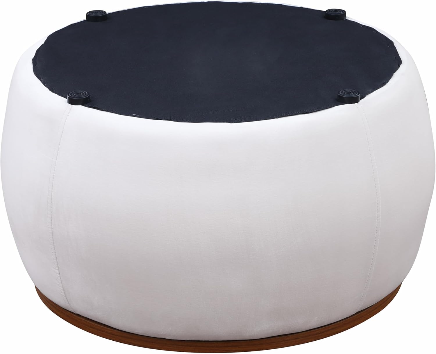Morden Fort Otomana redonda con almacenamiento para sala de estar, mesa de centro otomana de 26 pulgadas con almacenamiento con cubierta de madera,