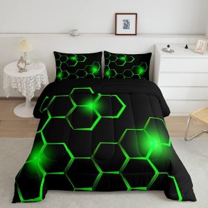 Juego de edredón de panal para niños, juego de ropa de cama hexagonal geométrica moderna para niños y adolescentes, decoración de dormitorio, Juego de edredón de panal para niños, juego de ropa de cama hexagonal geométrica moderna para niños y adolescentes, decoración de dormitorio,
