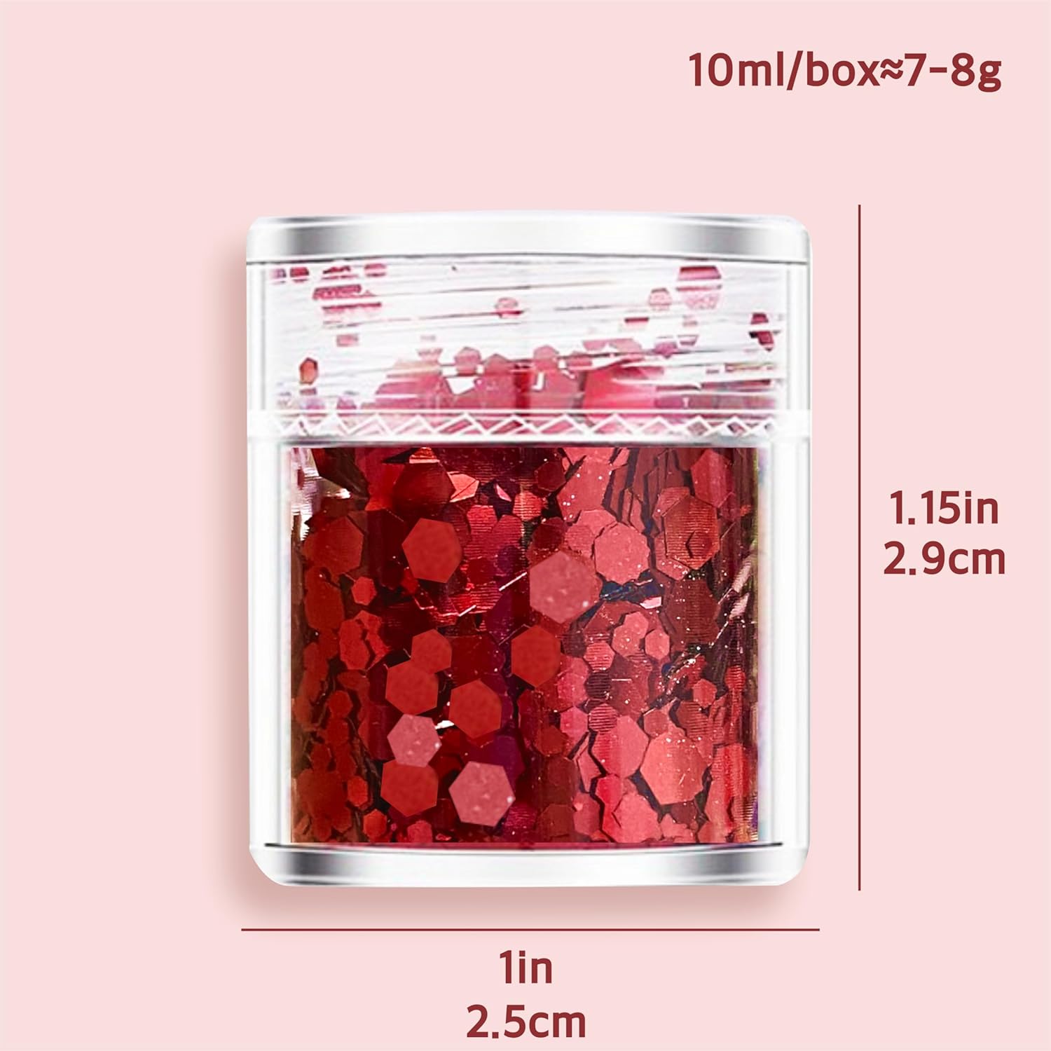 GABOX Juego de 8 frascos de purpurina gruesa cosmética roja rubí, polvo fino holográfico de resina de uñas + 0.039 in+0.079 in + 0.118 in, juego de